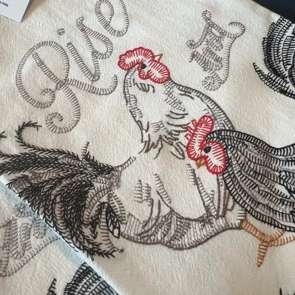 Rise & Shine embroidered white kitchen towels (2) - Picture 3 of 5